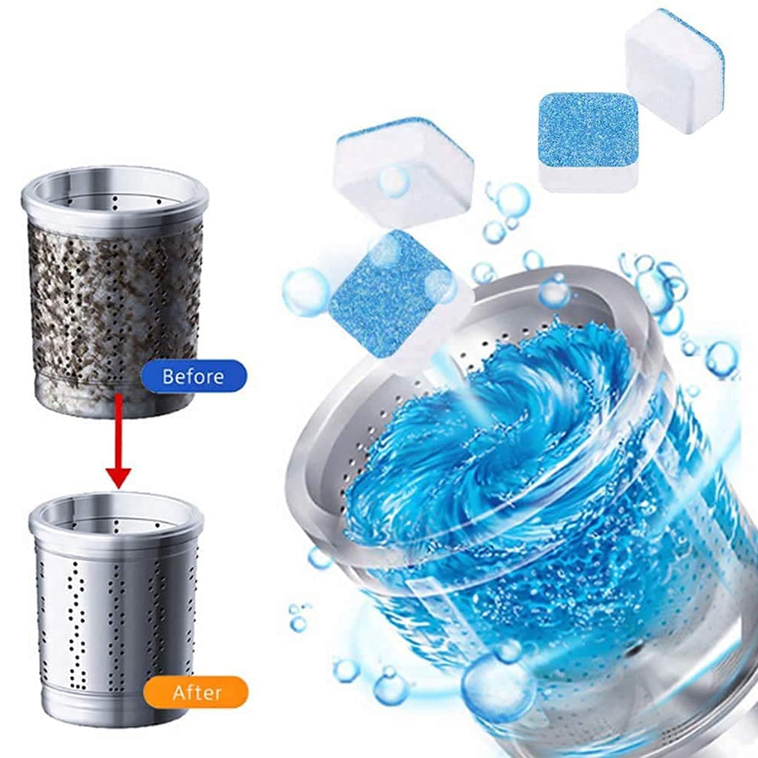 6245 Washing Machine Effervescent Tablet for all Company’s Front and Top Load Machine Tablet for Perfectly Cleaning of Tub & Drum Stain Remover Washer Cleaner DeoDap 6245 Washing Machine Effervescent Tablet for all Company’s Front and Top Load Machine Tablet for Perfectly Cleaning of Tub & Drum Stain Remover Washer Cleaner DeoDap